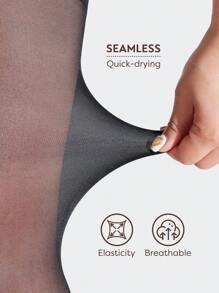 2 chiếc quần bó định hình in hình bướm màu đen cỡ lớn cho nữ, quần legging trong suốt có độ đàn hồi cao - màu đen - Xem 5