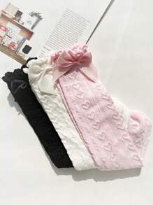 3 Pairs Butterfly Knee-High Socks Without Heel For Girls, Lolita Style Versatile For All Ages - Multicolor - View 5