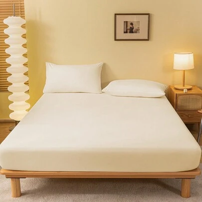 1件纯色床笠，床笠，床上用品，床垫罩，柔软舒适的卧室床上用品，床垫保护套，亲肤床笠，四季通用防尘床罩，适用于单人床、双人床、大号床、特大号床，可机洗（不含枕套），节日礼物