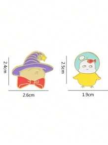 1pc Cartoon Animal Brooch, Chick, Star, Wizard Hat, Rabbit - Multicolor - View 3