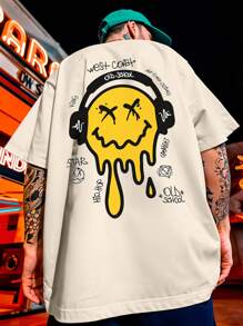 Oversized Streetwear Smile Old School T-Shirt REF 7089 VEST NERD - 卡其色 - 查看 7