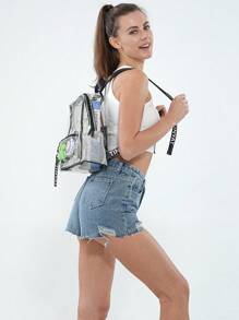 TINYAT Women Girls Backpack Large Capacity Clear Backpack Valentine's Day Gifts Transparent PVC Bag See School Bag Back To School, Concerts, Sports,Outing,Travel And Daily