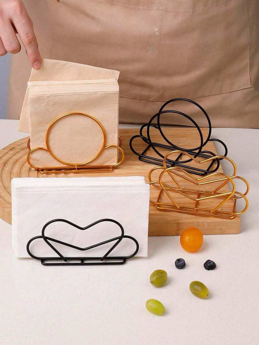 8/4/1pc Iron Paper Towel Holder Rack, Vertical Tissue Box Stand, Minimalist Hollow Heart/Round Design, Suitable For Home, Restaurant, Cafe, Autumn/Christmas Decor - Multicolor - View 1