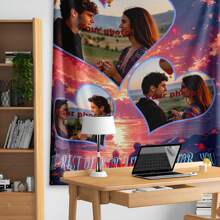 定制爱情背景图片和文字毯子，情人节装饰挂毯，个性化的理想礼物，适合他/她、男朋友、女朋友、爸爸、妈妈、家人、朋友、宠物，适合周年纪念日、情人节、母亲节、生日、儿童节、父亲节、毕业典礼、婚礼、圣诞节、沙发、床、汽车、卧室、客厅、办公室、户外露营、海滩、家庭墙壁装饰