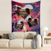 定制爱情背景图片和文字毯子，情人节装饰挂毯，个性化的理想礼物，适合他/她、男朋友、女朋友、爸爸、妈妈、家人、朋友、宠物，适合周年纪念日、情人节、母亲节、生日、儿童节、父亲节、毕业典礼、婚礼、圣诞节、沙发、床、汽车、卧室、客厅、办公室、户外露营、海滩、家庭墙壁装饰