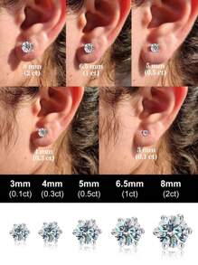 1Pair Moissanite Stud Earrings Luxury Jewelry Gifts For Women S925 Sterling Silver Fine Ladies Jewelry Gift