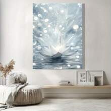 1pc Serene Fairy Rising From For Lotus Blossom Framed Canvas Wall Art - Ethereal High-Definition Print With Wood Frame, Ideal For Bedroom, Living Room, Office Decor
