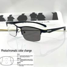 Photochromic, Progressive Multifocal Reading Glasses, Anti-Blue Light Reading Glasses, TR Flexible Half-Rim Frame, Lightweight Wear, Unisex - White - View 13