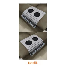 Kit 2 Cup Holder Tray With Control Holder Mat For Sofa Armrest - Grey - View 4