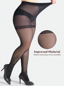 2 chiếc quần bó định hình in hình bướm màu đen cỡ lớn cho nữ, quần legging trong suốt có độ đàn hồi cao - màu đen - Xem 3