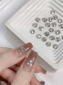5件高品质美甲花子。手工成品,带水钻,热门网红,超闪水晶钻球,美甲装饰,美甲用品,美甲饰品,美甲宝石 - 銀色 - 查看 4