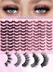 40 件/套 10-17 毫米 3D 仿貂皮睫毛，包括 3D 合成睫毛、睫毛胶、睫毛分离器、卸妆液、镊子、睫毛刷，适用于婚礼、派对、日常使用，可单独购买 - 黑色 - 查看 11