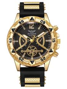 5 pièces/Set Montre à quartz décontractée de style de rue en silicone pour hommes