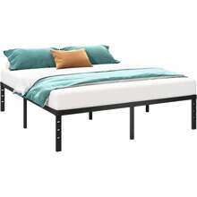 Estructura de cama de plataforma metálica de 18 pulgadas de altura, sin necesidad de caja de resortes, cama individual con tablas de soporte resistentes y de gran durabilidad, fácil de ensamblar, color negro - 12 PULGADAS - Ver 8