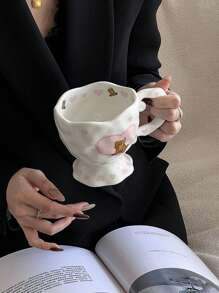 Cốc sứ vẽ tay dễ thương 400ml - Món quà Valentine hoàn hảo cho bạn gái, lựa chọn lý tưởng cho mùa tựu trường. - trắng - Xem 5