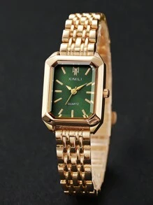 5 pièces/set Montre-bracelet à quartz avec cadran carré pour femme avec bracelet en acier + bracelet, design classique, sans boîte de montre incluse