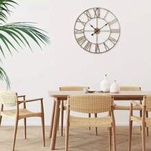 60CM Large Skeleton Metal Roman Wall Clock Big Numerals Giant Open Round Face - Variant1 - View 8