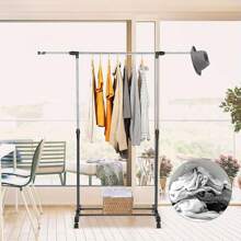 Hanging Rails For Clothes Adjustable Clothes Rail With Wheels (88-150) X 42 X (80-157) Cm Small Clothing Rails Tidy Clothes Rack Narrow Garment Coat Rack Stand Metal For Bedroom BlackHanger Stackers Back To School Travel Essentials Room Decor,Home Decor,Bedroom Decor Storage Organization And Storage Puppy Keep Dress Shorts Phone Case Bikini Summer Dresses For Women Skirt Summer Dress Dresses Nails Jeans Tops White Dress Dresses For Women - Black - View 9