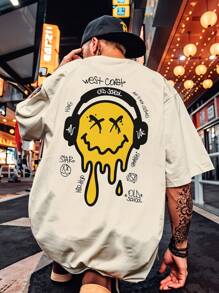 Oversized Streetwear Smile Old School T-Shirt REF 7089 VEST NERD - 卡其色 - 查看 1