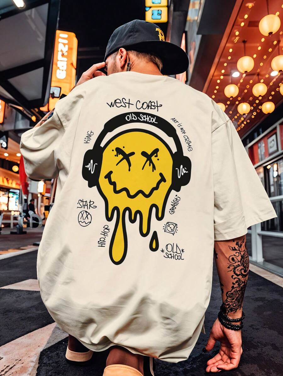 Oversized Streetwear Smile Old School T-Shirt REF 7089 VEST NERD - 卡其色 - 查看 1