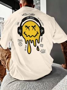 Oversized Streetwear Smile Old School T-Shirt REF 7089 VEST NERD - 卡其色 - 查看 5