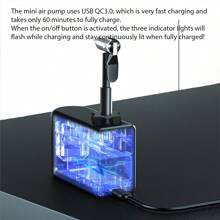 Mini Portable Road Bike Air Pump, Handheld Smart Wireless Tire Inflator For Bicycle - Black - View 3