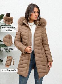 Giolshon Women's And Simple Solid Color Jacket For Regular Autumn And Winter Daily Wear And Travel Airport - Brown - View 2