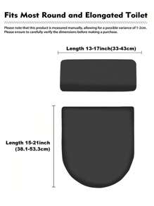 1 Set Solid Color Jacquard Corn Grain Toilet Seat Cover And Toilet Tank Cover, Stretch Toilet Seat Cover Set For Bathroom, Suitable For Small Size Toilet Tank And Lid, Home Decor - Black - View 2