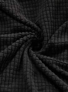 1 Set Solid Color Jacquard Corn Grain Toilet Seat Cover And Toilet Tank Cover, Stretch Toilet Seat Cover Set For Bathroom, Suitable For Small Size Toilet Tank And Lid, Home Decor - Black - View 6