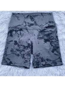 Women's Premium Tie Dye Set Thin Strap Tank Top With Butt Lifting Leggings Shorts High Waist Spandex Fitness Fashion Gym Marble Set - 灰色 - 查看 4