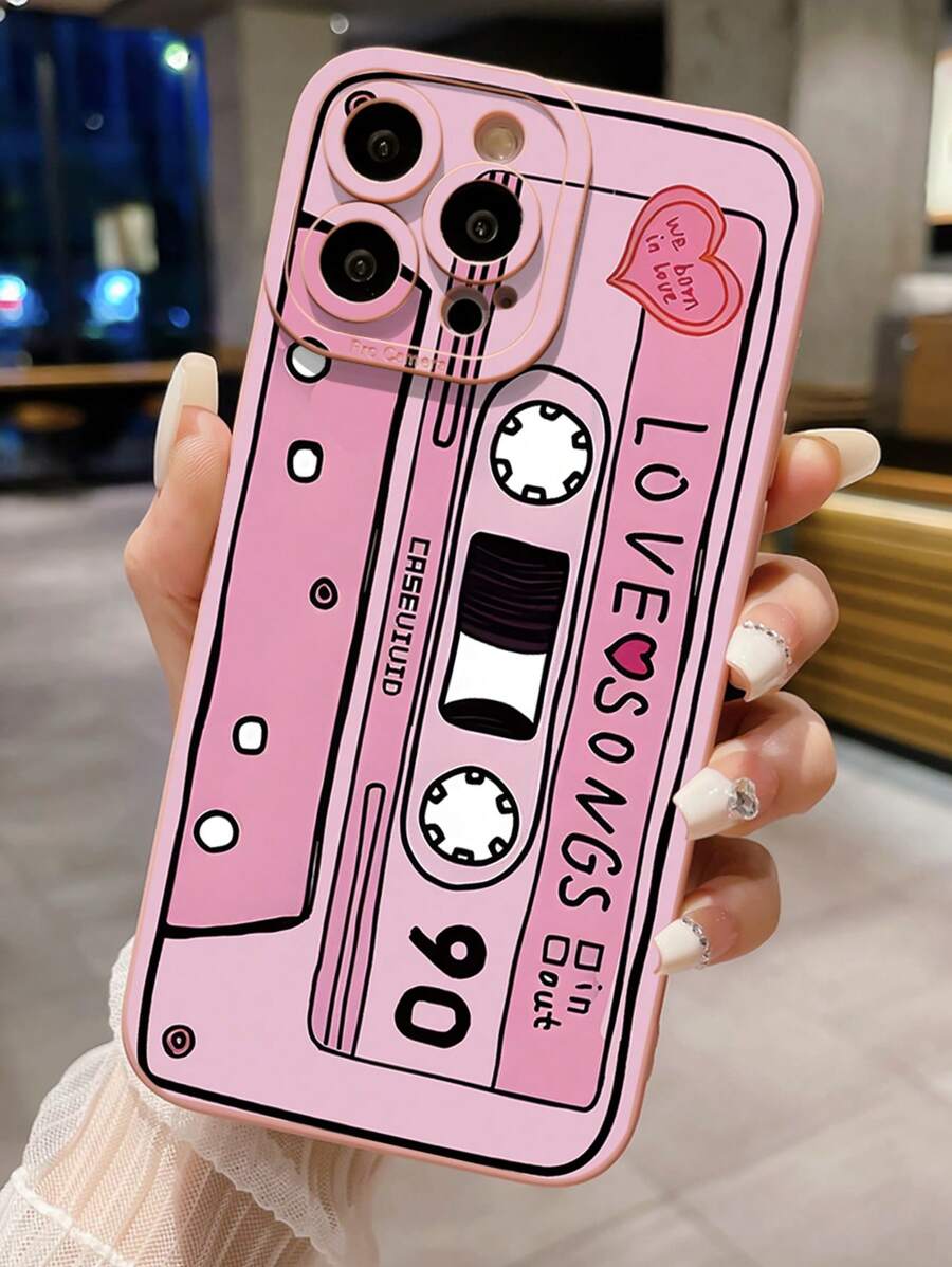 1 件涂鸦胶带图案手机壳适用于 Apple、/Galaxy、Infinix、Redmi、OPPO、VIVO、Realme - 粉色 - 查看 1