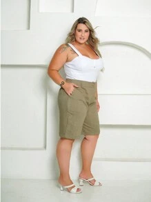 Women's Plus Size Social Bermuda Shorts Sensory - 綠色 - 查看 4