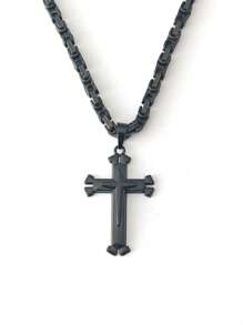 Minimalist 3-Layer Cross Pendant Necklace With Stainless Steel Chain, Fashionable Amulet Jewelry Party Accessory Gift - Necklace - View 10