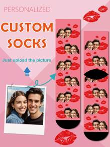 1 Pair Of Customized Crew Socks,Custom Face Socks, Custom Photo Sock, Custom Printed Socks, Personalized Funny Face Socks, Custom Picture Socks, Put Any Face On The Socks, Anniversary Gift, Valentine Gift, Birthday Gift, Wedding Gift, Mother's Day Gift, Father's Day Gift - Multicolor - View 3