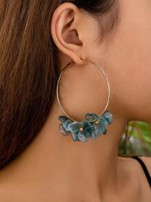 1 Par de aretes de aro con flor de acrílico encantadores para mujeres, adecuados para vacaciones