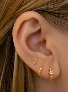 1 chiếc khuyên môi hình tam giác bằng bạc Sterling 925 | Khuyên môi phẳng ít gây dị ứng | Thích hợp cho nữ giới đeo hàng ngày (Bán lẻ, không phải bán theo cặp) - Nhiều màu - Xem 6