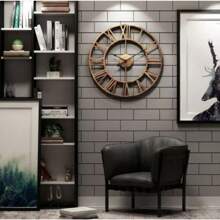 60CM Large Skeleton Metal Roman Wall Clock Big Numerals Giant Open Round Face - Variant1 - View 1