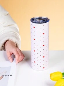 1PC Love Polka Dot Insulated Travel Mug, Easy To Clean Reusable Water Bottle, Double Layer Vacuum Insulated Bottle - Gifts For Girls, Valentine's Day Gifts, Birthday Gifts, Holiday Party Favors, Parties And Outdoor Use