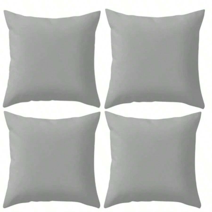 Kit 04 Plain 40X40 Cushion Covers With Zipper - Light Grey - View 1