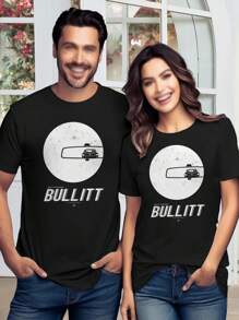 Women's Valentine's Day Bullitt T-Shirt Cute Graphic Tees Valentine's Day Gift - Black - View 1