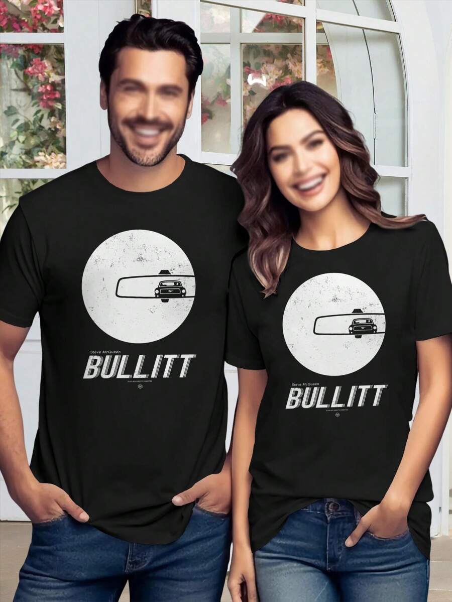 Women's Valentine's Day Bullitt T-Shirt Cute Graphic Tees Valentine's Day Gift - Black - View 1