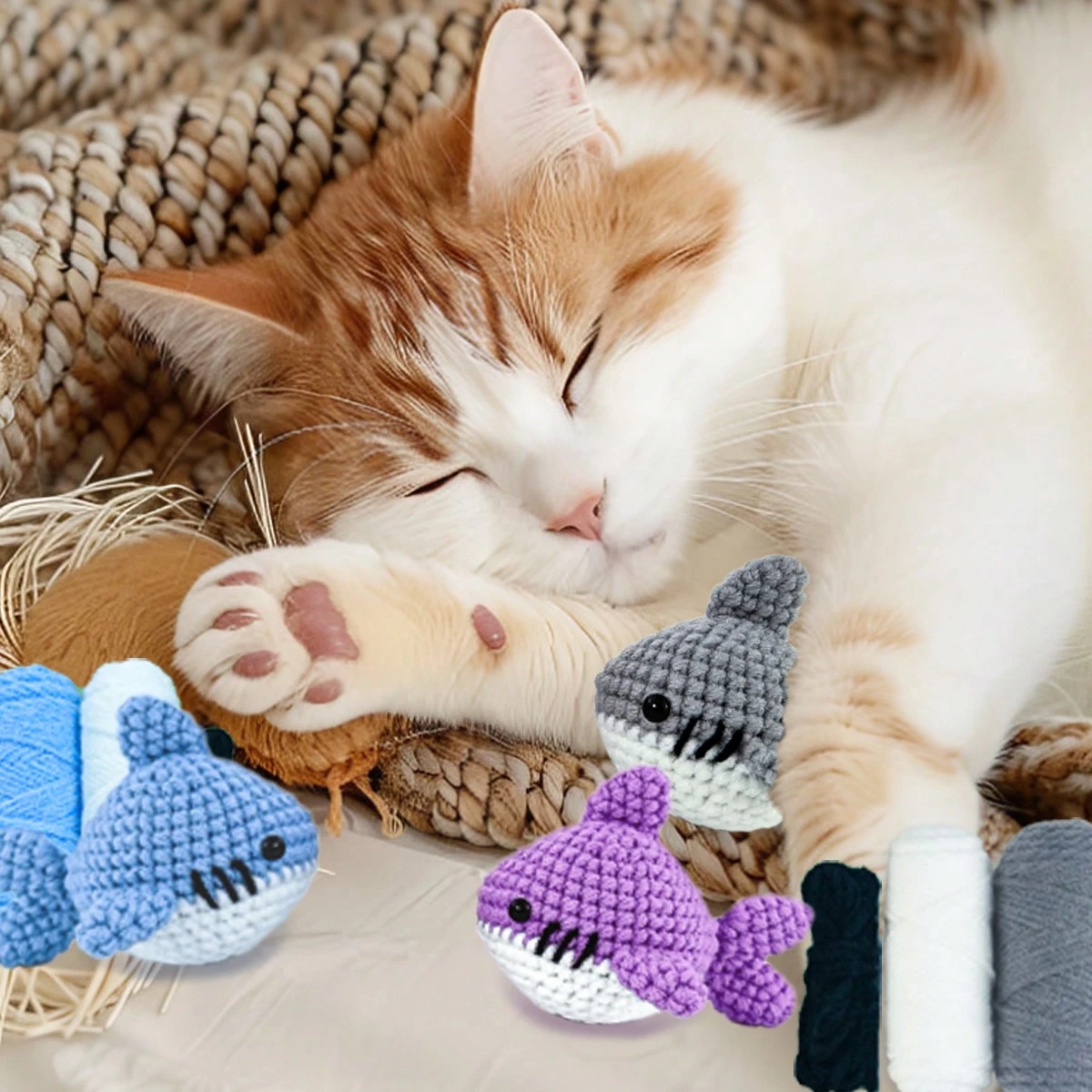 Kit Uncinetto Axolotl Per Principianti – Completo Di Filato, Uncinetto, Video Tutorial E Accessori Per Creare 3 Gattini Axolotl