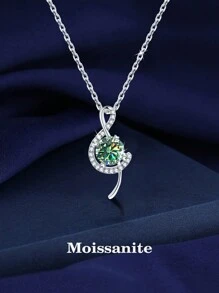BLOVEMEE 1pc Elegant 925 Silver 1 Carat Moissanite Necklace, Suitable For Women's Daily Wear, Ideal Gift For Valentine's Day, Mother's Day, Party, Wedding, Anniversary, Birthday