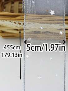 (5 Yards) Stars Silk Organza Ribbon Bow Material For Hair Print Flower Decoration Lace Ribbons - Multicolor - View 4