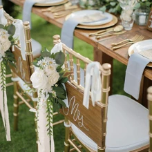 Wedding Aisle Decorations For Wedding Ceremony Pew Flowers For Church Chair Decorations Party Decor With Artificial Flowers Eucalyptus And Ribbons White Gifts Birthday Graduation Birthday Decorations Party Decorations Bachelorette - Multicolor - View 9