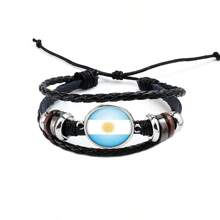 1 pieza Brazalete de cuerda de piel sintética (PU) con patrón de banderas de diferentes países - Pulsera - Ver 2