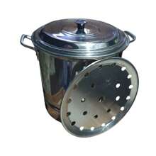 vaporera de aluminio chica de 7 litros, de 24cm de diámetro, incluye tapa y vaporizador - Gris Oscuro - Ver 1