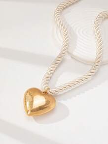 1 Pc Heart Pendant Chunky Cord Necklace For Summer - Multicolor - View 2