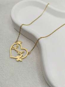 Modny, spersonalizowany, wieloelementowy wzór miłości z motylem w koronie, spersonalizowany naszyjnik ze stali nierdzewnej z angielskim imieniem, modny i wszechstronny przedmiot mody, odpowiedni do codziennych podróży i akcesoriów na bankiety i przyjęcia modnych ludzi, walentynki