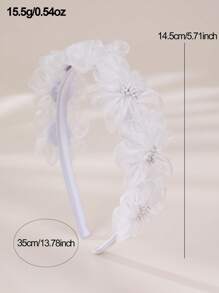 1pc Girls White Lace Flower Pearl Rhinestone Headband - White - View 9